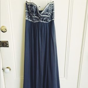Davids Bridal Charcoal Grey Prom Dress